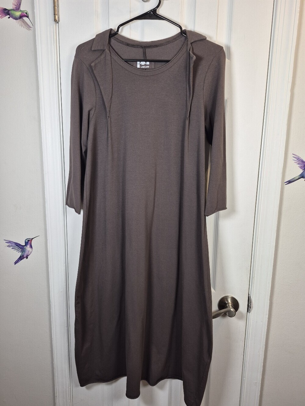 Labo.Art Italian Jersey Knit Midi Dress Gray Minimalist Lagenlook Quiet Luxury M